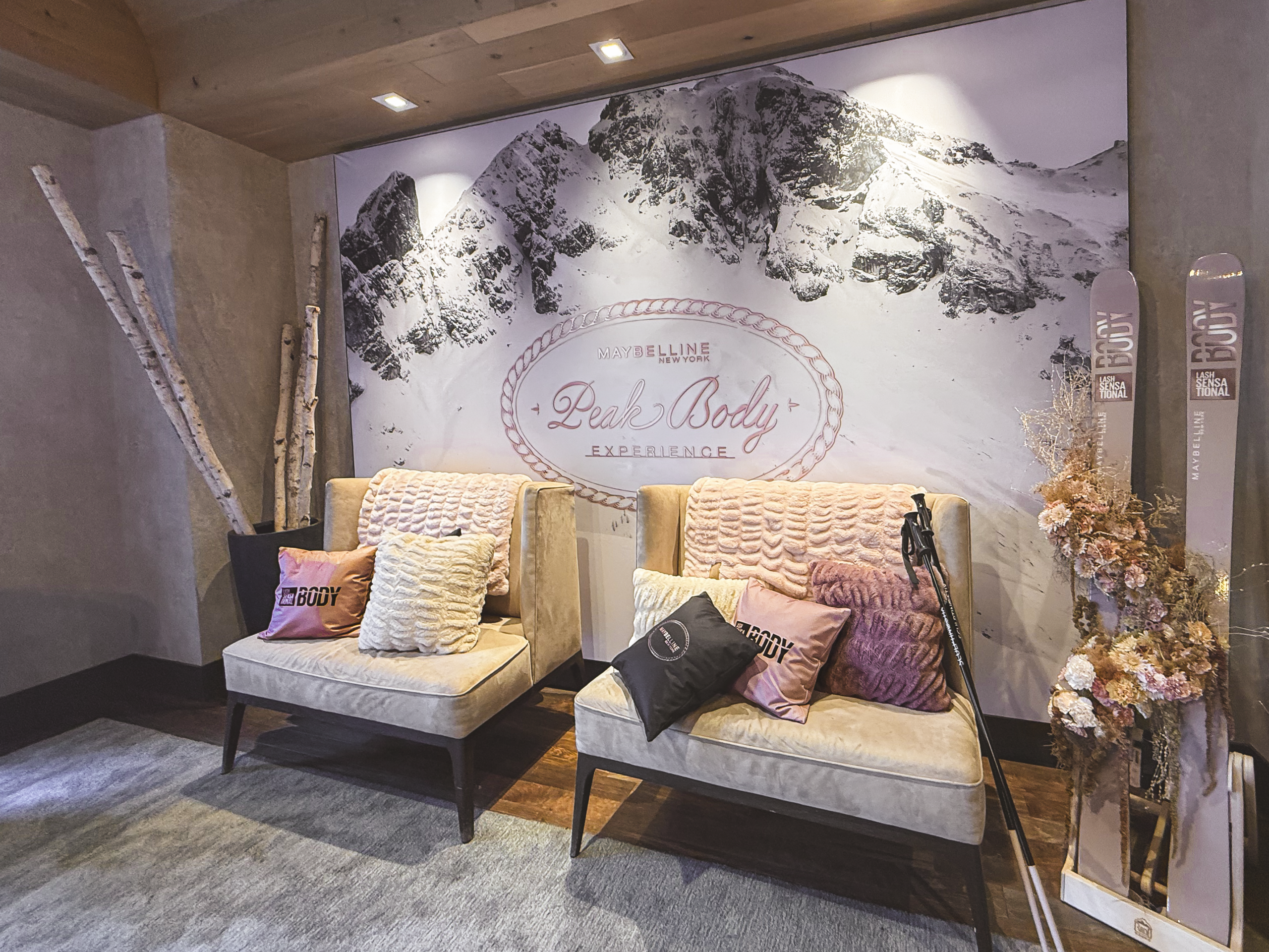 Custom branded Aluvision tension fabric wall for Maybelline brand activation